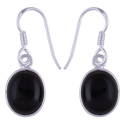 Beautiful Handmade Bezel Black Onyx Oval Shape 925 Sterling Solid Silver Dangle Earrings - R1500341-45