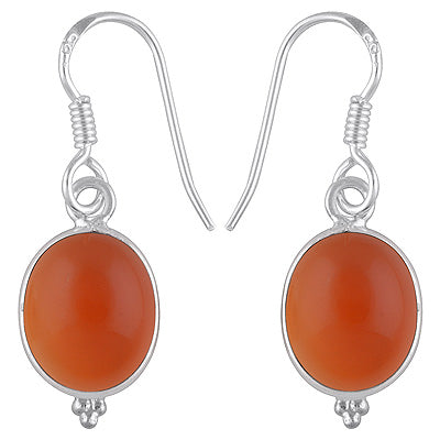 Gorgeous With Rawa Bezel Carnelian Oval Shape 925 Sterling Solid Silver Dangle Earrings - R1500384-11