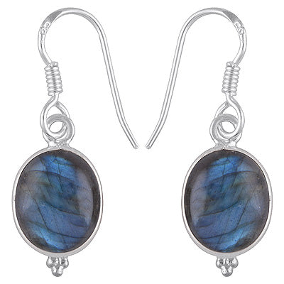 Gorgeous With Rawa Bezel Labradorite Oval Shape 925 Sterling Solid Silver Dangle Earrings - R1500384-5