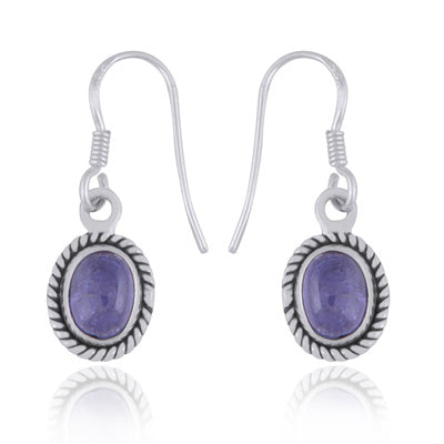 Stunning Twisted Wire Around Tanzanite Oval Shape 925 Sterling Solid Silver Dangle Earrings - R1500396-4