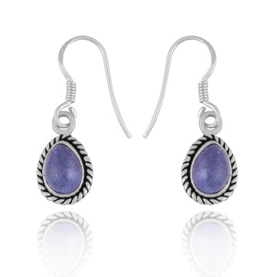 Stunning Twisted Wire Around Tanzanite Pear Shape 925 Sterling Solid Silver Dangle Earrings - R1500396-5