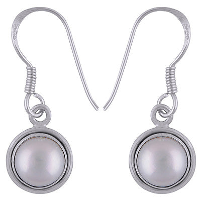 Plain Wire Around Pearl Round Shape 925 Sterling Solid Silver Earrings - R1500499-32