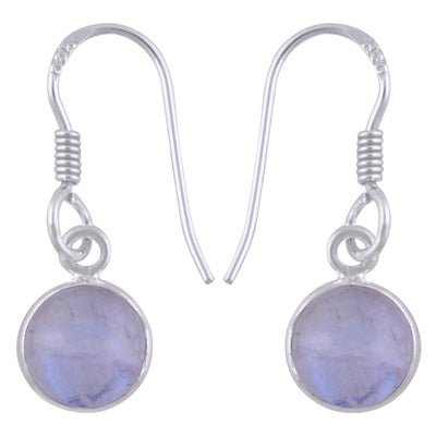 Beautiful Handmade Bezel Rainbow Moonstone Round Shape 925 Sterling Solid Silver Dangle Earrings - R1500521-37