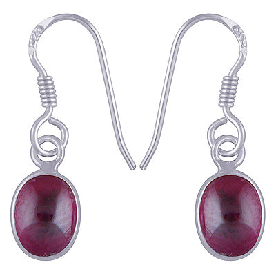 Gorgeous Plain Garnet Oval Shape 925 Sterling Solid Silver Dangle Earrings - R1500583-51