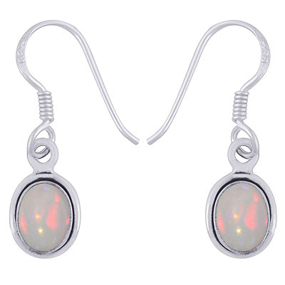 Gorgeous Plain Wire Work Around Ethiopian Opal Oval Shape 925 Sterling Solid Silver Dangle Earrings - R1500826-65