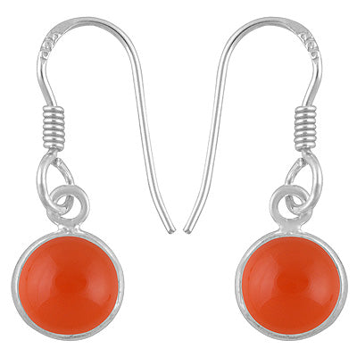 Beautiful Handmade Bezel Carnelian Round Shape 925 Sterling Solid Silver Dangle Earrings - R1500899-52