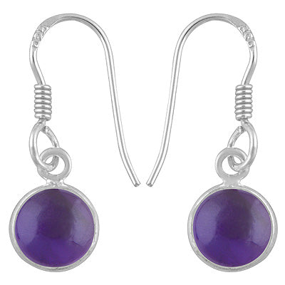 Beautiful Handmade Bezel Amethyst Round Shape 925 Sterling Solid Silver Dangle Earrings - R1500899-65