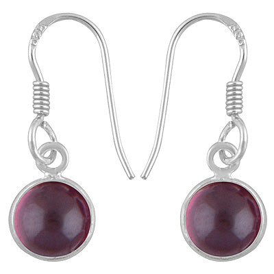 Beautiful Handmade Bezel Garnet Round Shape 925 Sterling Solid Silver Dangle Earrings - R1500899-70