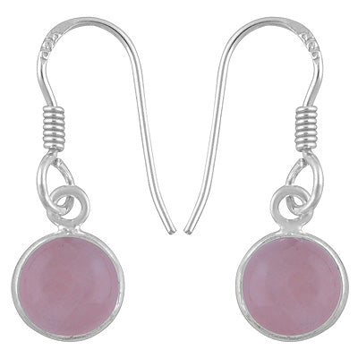 Beautiful Handmade Bezel Rose Quartz Round Shape 925 Sterling Solid Silver Dangle Earrings - R1500899-83