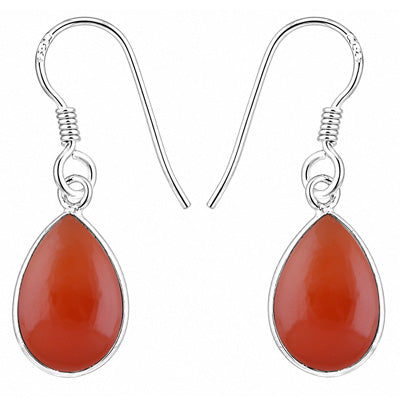 Classic Handmade Bezel Carnelian Pear Shape 925 Sterling Solid Silver Dangle Earrings - R1500902-381