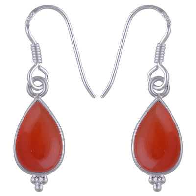 Gorgeous With Rawa Bezel Carnelian Pear Shape 925 Sterling Solid Silver Dangle Earrings - R1500933-346