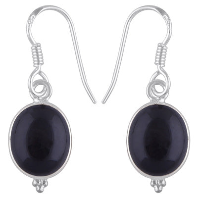 Gorgeous With Rawa Bezel Black Onyx Oval Shape 925 Sterling Solid Silver Dangle Earrings - R1500934-141