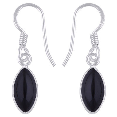 Beautiful Handmade Bezel Black Onyx Marquise Shape 925 Sterling Solid Silver Dangle Earrings - R1500938-236