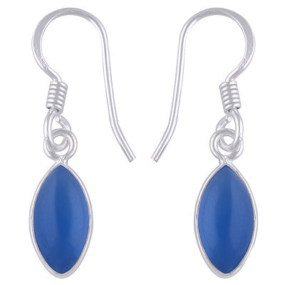 Beautiful Handmade Bezel Blue Chalcedony Marquise Shape 925 Sterling Solid Silver Dangle Earrings - R1500938-542