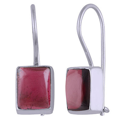 Gorgeous Plain Gemstone Garnet Rectangle Shape 925 Sterling Solid Silver Dangle Earrings - R1500962-6