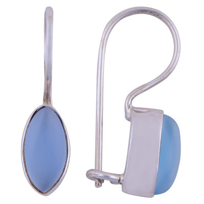 Gorgeous Plain Blue Chalcedony Marquise Shape 925 Sterling Solid Silver Earrings - R1501062-160