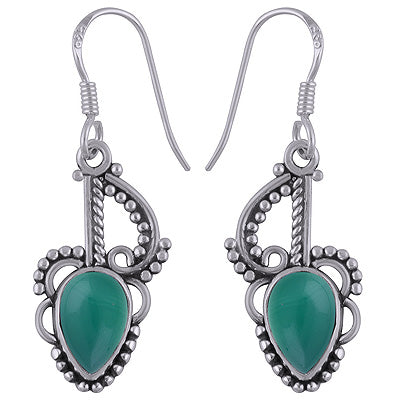 925 Sterling Silver Green Onyx Earrings - R1501064-88