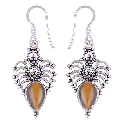 925 Sterling Silver Tiger's Eye Earrings - R1501120-19