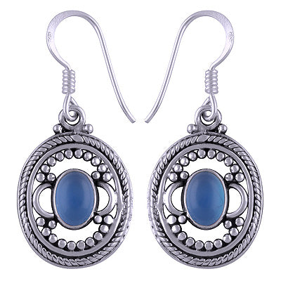 4.2gram Blue Chalcedony Cabochon Stone Earrings - R1501168-59