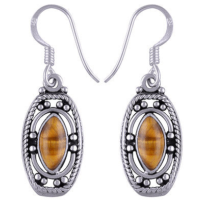 925 Sterling Silver Tiger's Eye Earrings - R1501170-25