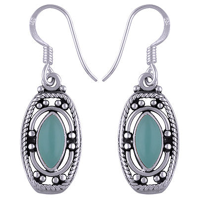 925 Sterling Silver Aqua Chalcedony Earrings - R1501170-79