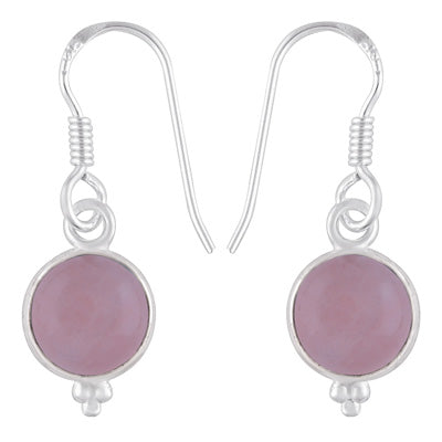 Gorgeous With Rawa Bezel Rose Quartz Round Shape 925 Sterling Solid Silver Dangle Earrings - R1501214-22