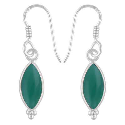 Gorgeous With Rawa Bezel Green Onyx Marquise Shape 925 Sterling Solid Silver Dangle Earrings - R1501215-153