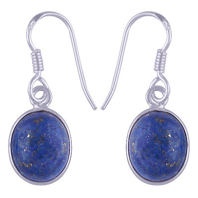 Beautiful Handmade Bezel Lapis Oval Shape 925 Sterling Solid Silver Dangle Earrings - R1501217-6