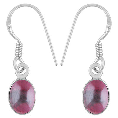 Beautiful Handcrafted Design with Gemstone Garnet Oval Shape 925 Sterling Solid Silver Dangle Earrings - R1501218-3