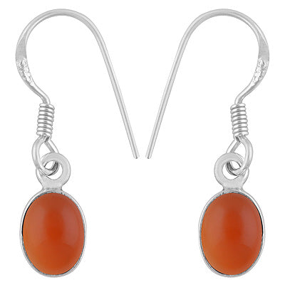 Beautiful Handcrafted Design with Gemstone Carnelian Oval Shape 925 Sterling Solid Silver Dangle Earrings - R1501218-9