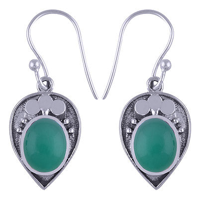 925 Sterling Silver Green Onyx Earrings - R1501236-52