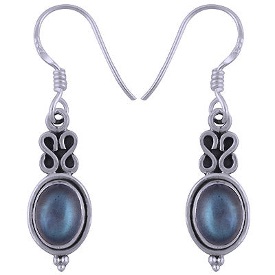 Stunning Handcrafted Work Around Labradorite Oval Shape 925 Sterling Solid Silver Dangle Earrings - R1501342-13