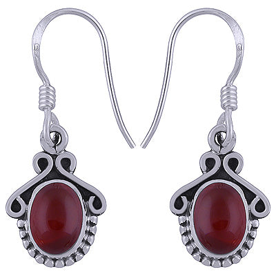 Beautiful Handwork Around Carnelian Oval Shape 925 Sterling Solid Silver Dangle Earrings - R1501343-21
