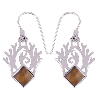 925 Sterling Silver Tiger's Eye Earrings - R1501374-23