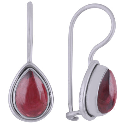 Stunning Plain Garnet Pear Shape 925 Sterling Solid Silver Dangle Earrings - R1501395-5