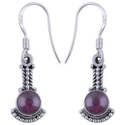 Beautiful Rawa And Wair Work Around Garnet Round Shape 925 Sterling Solid Silver Dangle Earrings - R1501412-4