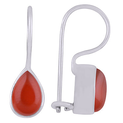 Gorgeous Plain Carnelian Pear Shape 925 Sterling Solid Silver Earrings - R1501413-116