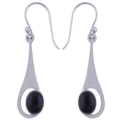 Alluring Handcrafted Work Around Gemstone Black Onyx Oval Shape 925 Sterling Solid Silver Dangle Earrings - R1501433-26