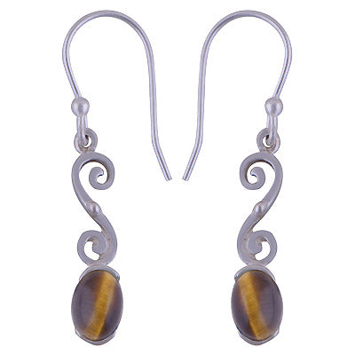 Stunning Handcrafted Work Around Tiger's Eye Oval Shape 925 Sterling Solid Silver Dangle Earrings - R1501461-22