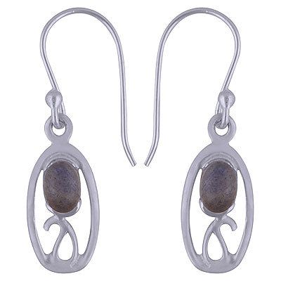 Alluring Handcrafted Design Around Labradorite Oval Shape 925 Sterling Solid Silver Dangle Earrings - R1501463-16