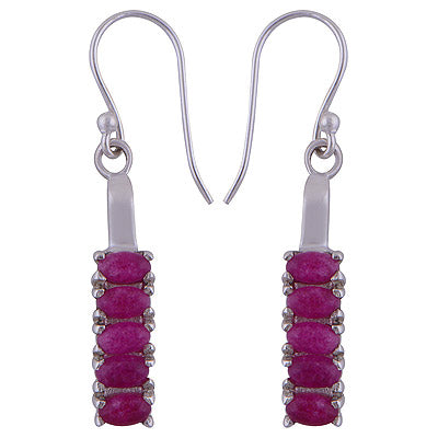 925 Sterling Silver Red Corundum Earrings - R1501476-23