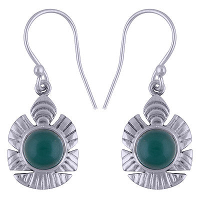 925 Sterling Silver Green Onyx Earrings - R1501539-14