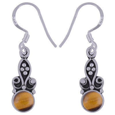 925 Sterling Silver Tiger's Eye Earrings - R1501623-36