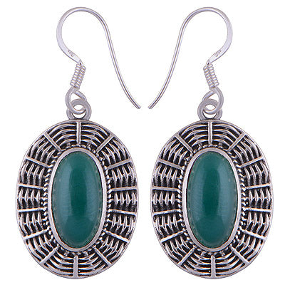 925 Sterling Silver Green Onyx Earrings - R1501716-18