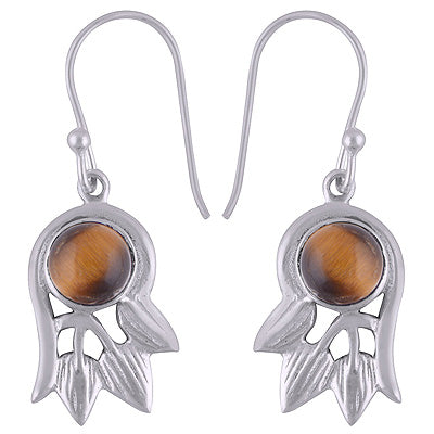 925 Sterling Silver Tiger's Eye Earrings - R1501756-9