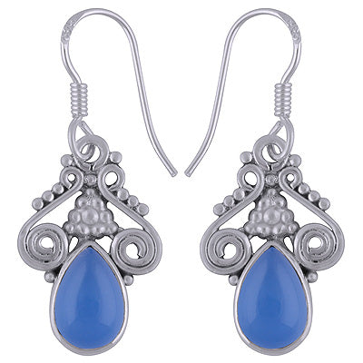 925 Sterling Silver Blue Chalcedony Earrings - R1501776-7