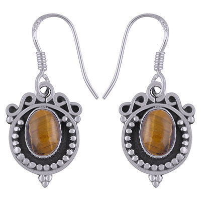 925 Sterling Silver Tiger's Eye Earrings - R1501785-8