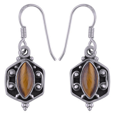 925 Sterling Silver Tiger's Eye Earrings - R1501790-8