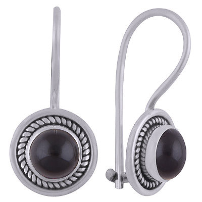 Gorgeous Wire Work Around Black Onyx Round Shape 925 Sterling Solid Silver Dangle Earrings - R1501834-7