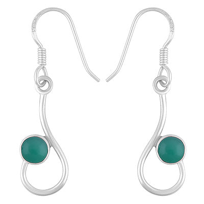 Gorgeous Design Green Onyx Round Shape 925 Sterling Solid Silver Dangle Earrings - R1501882-11